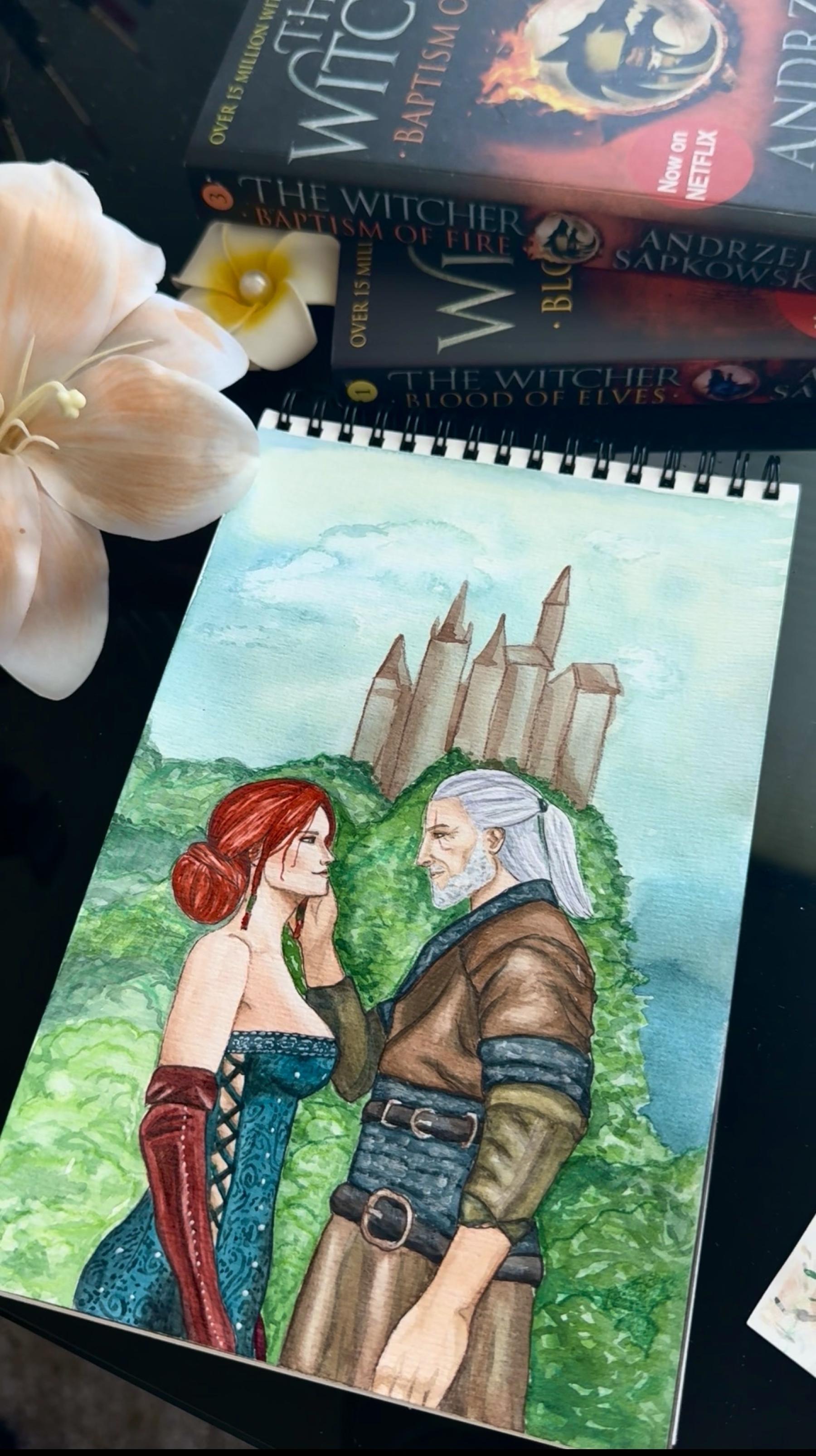 Triss & Geralt Watercolor Painting