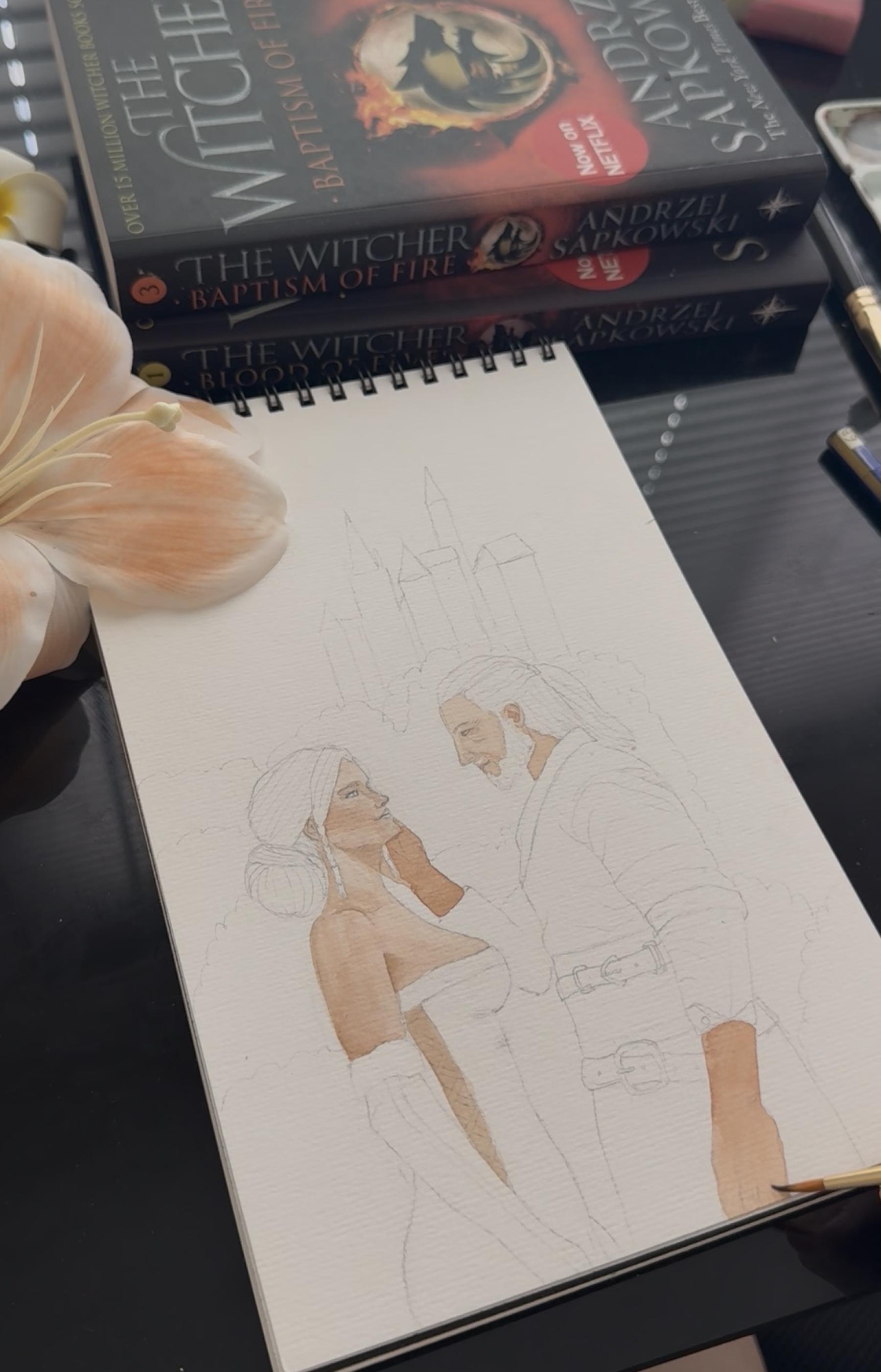 Triss & Geralt Watercolor Painting